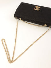 2008年頃製 シルクサテンカラーストーンCCターンロックチェーンショルダーバッグ ブラック