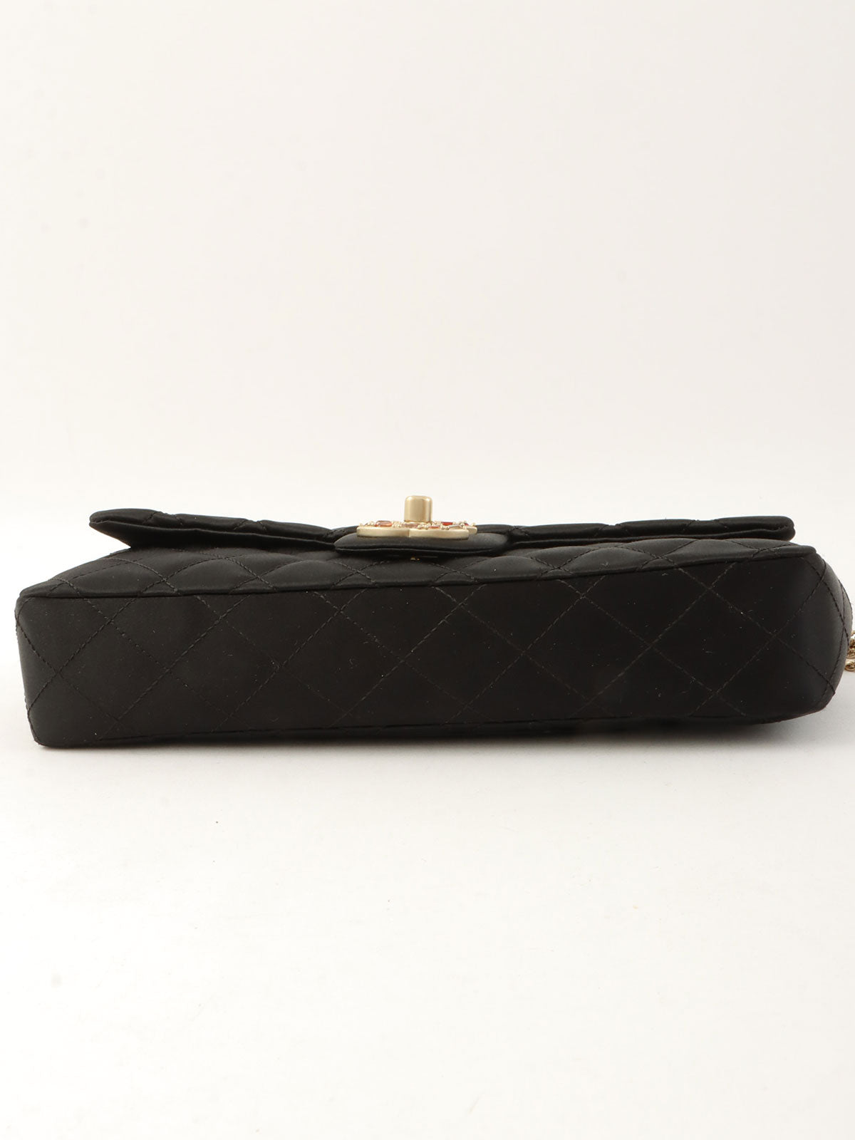 2008年頃製 シルクサテンカラーストーンCCターンロックチェーンショルダーバッグ ブラック