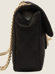 2008年頃製 シルクサテンカラーストーンCCターンロックチェーンショルダーバッグ ブラック