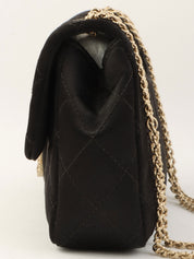 2008年頃製 シルクサテンカラーストーンCCターンロックチェーンショルダーバッグ ブラック