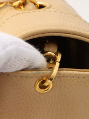 Diana caviar leather flap chain bag, 22cm, beige, made around 1995.