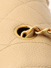 Diana caviar leather flap chain bag, 22cm, beige, made around 1995.