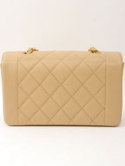 Diana caviar leather flap chain bag, 22cm, beige, made around 1995.