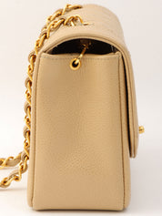 Diana caviar leather flap chain bag, 22cm, beige, made around 1995.