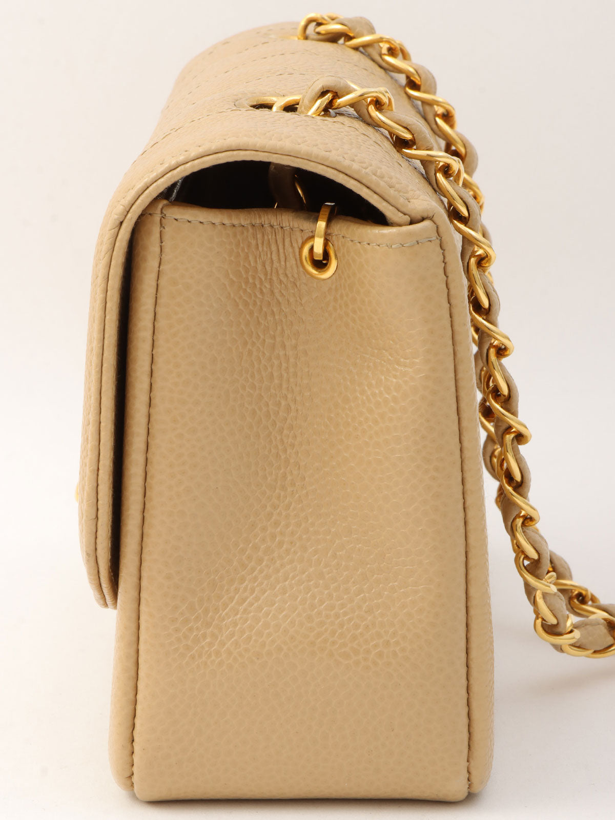 Diana caviar leather flap chain bag, 22cm, beige, made around 1995.