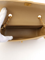 Diana caviar leather flap chain bag, 22cm, beige, made around 1995.