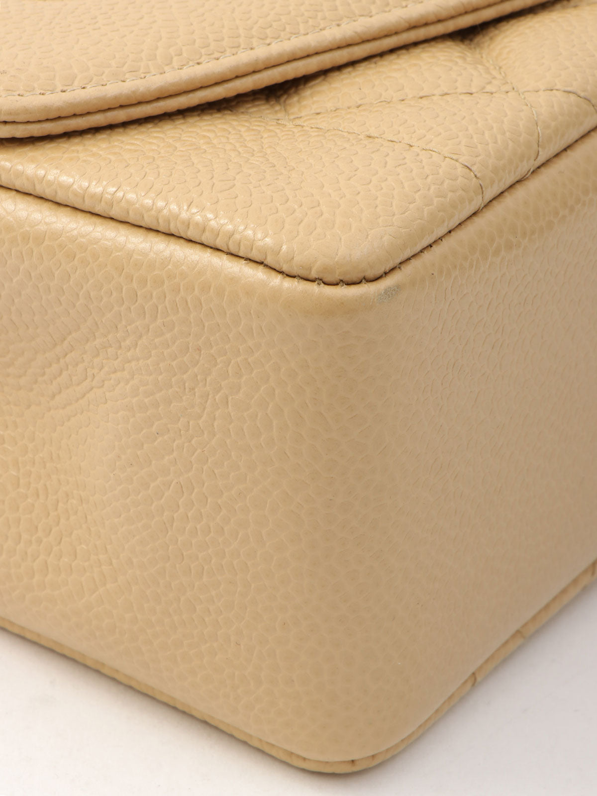 Diana caviar leather flap chain bag, 22cm, beige, made around 1995.