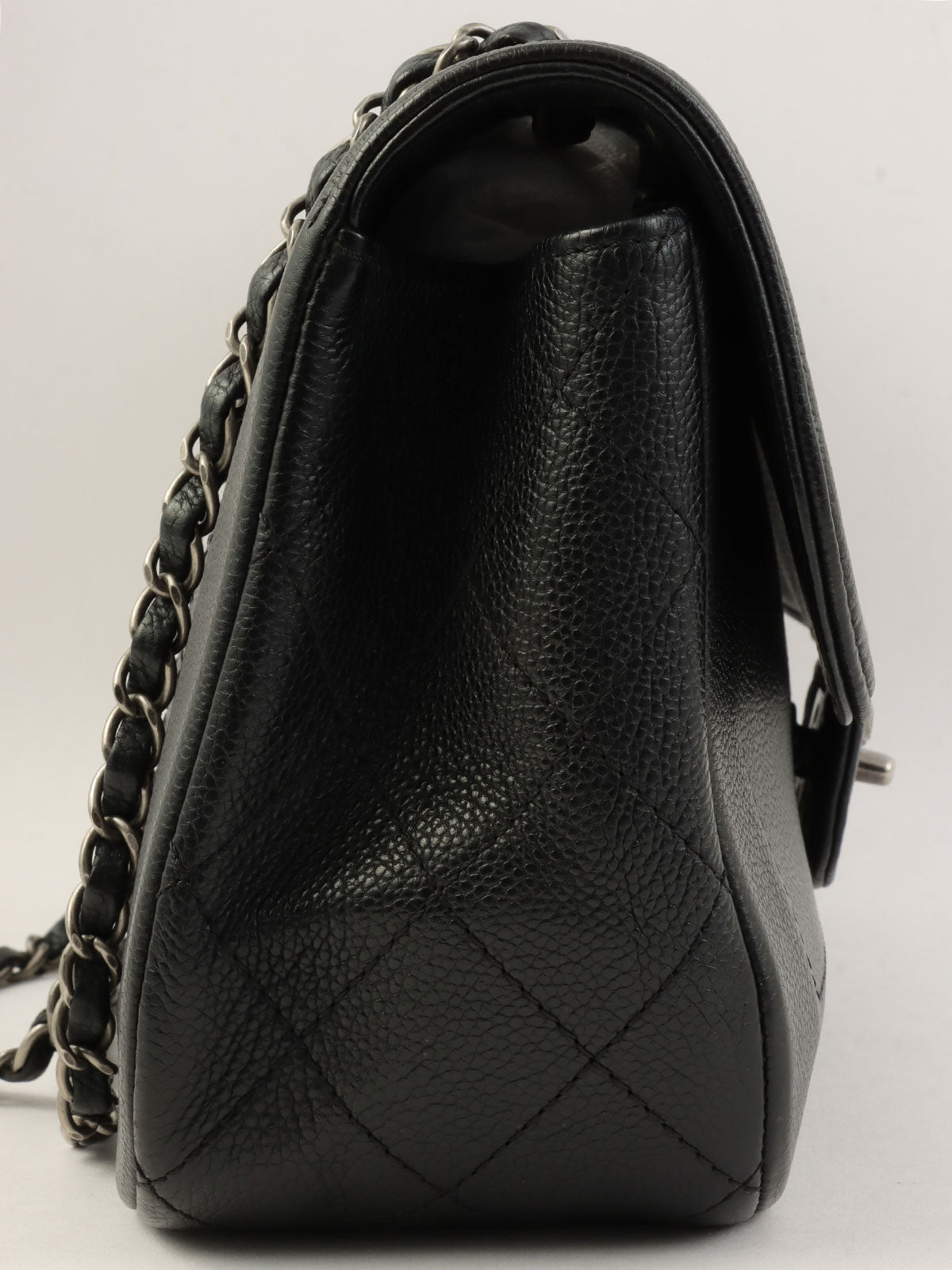 2014年頃製 キャビアスキンCCターンロックチェーンショルダーバッグ ブラック
