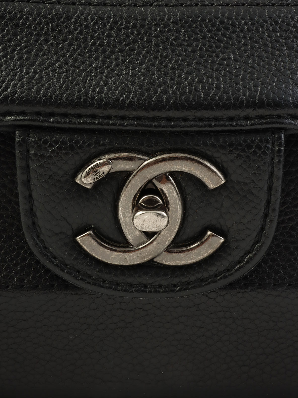 2014年頃製 キャビアスキンCCターンロックチェーンショルダーバッグ ブラック