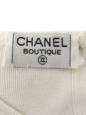 ボーダーパターンCCマーク刺繍ノースリーブワンピース ホワイト/ネイビー