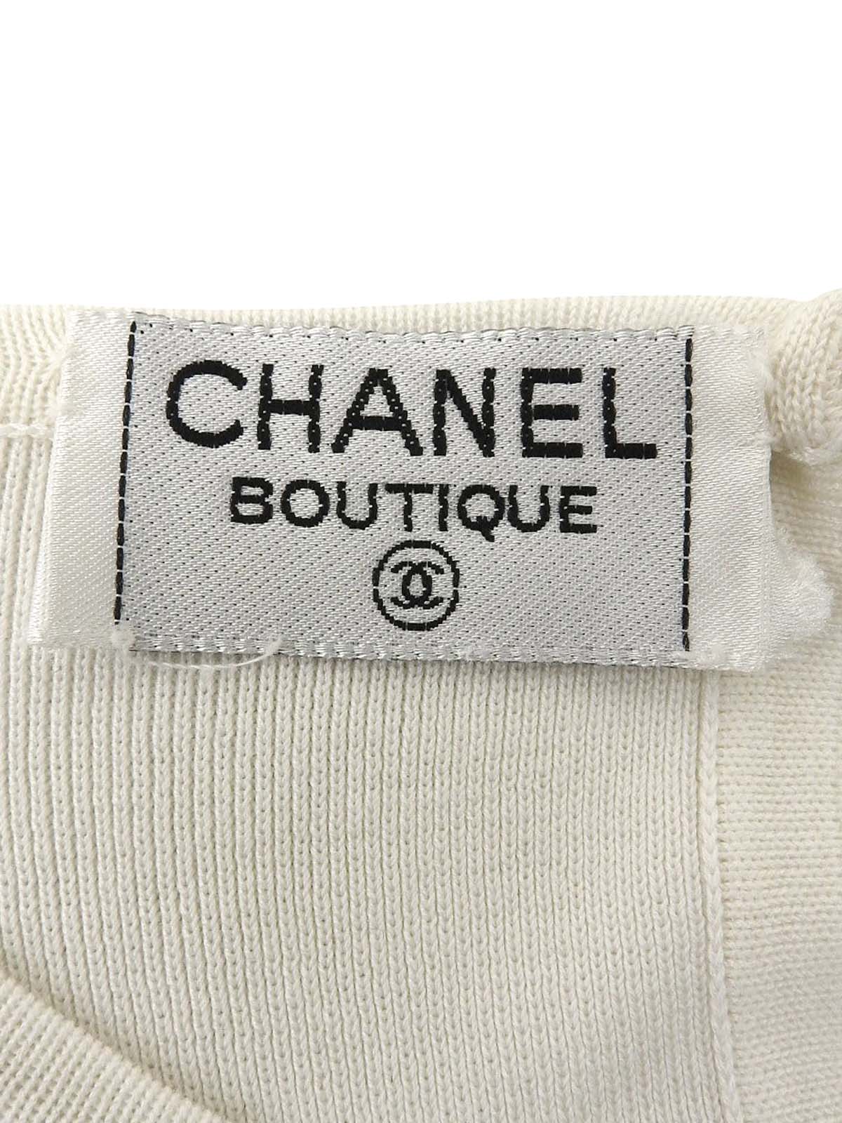 ボーダーパターンCCマーク刺繍ノースリーブワンピース ホワイト/ネイビー