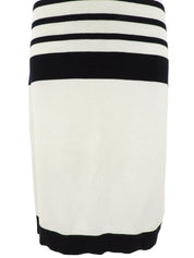 ボーダーパターンCCマーク刺繍ノースリーブワンピース ホワイト/ネイビー