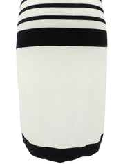 ボーダーパターンCCマーク刺繍ノースリーブワンピース ホワイト/ネイビー