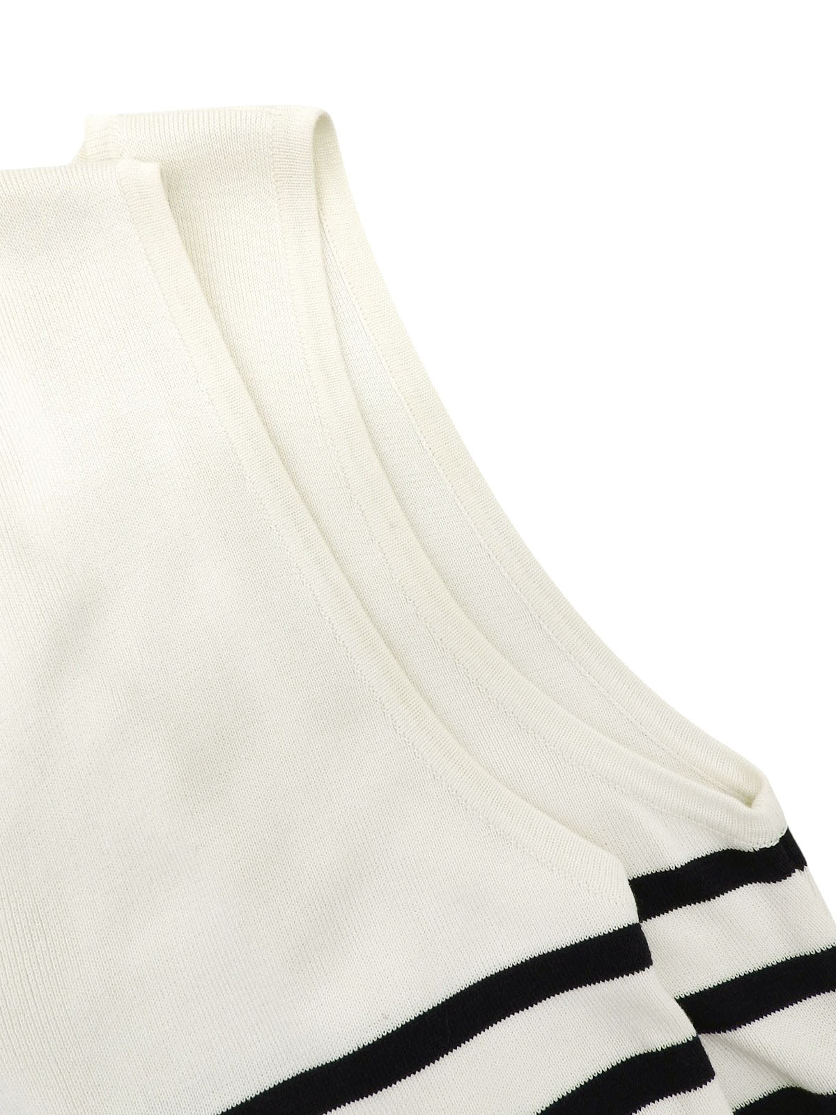 ボーダーパターンCCマーク刺繍ノースリーブワンピース ホワイト/ネイビー