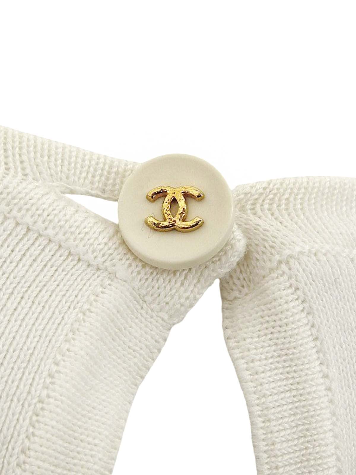 ボーダーパターンCCマーク刺繍ノースリーブワンピース ホワイト/ネイビー