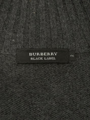 Wool shoulder design zip-up knit top in grey