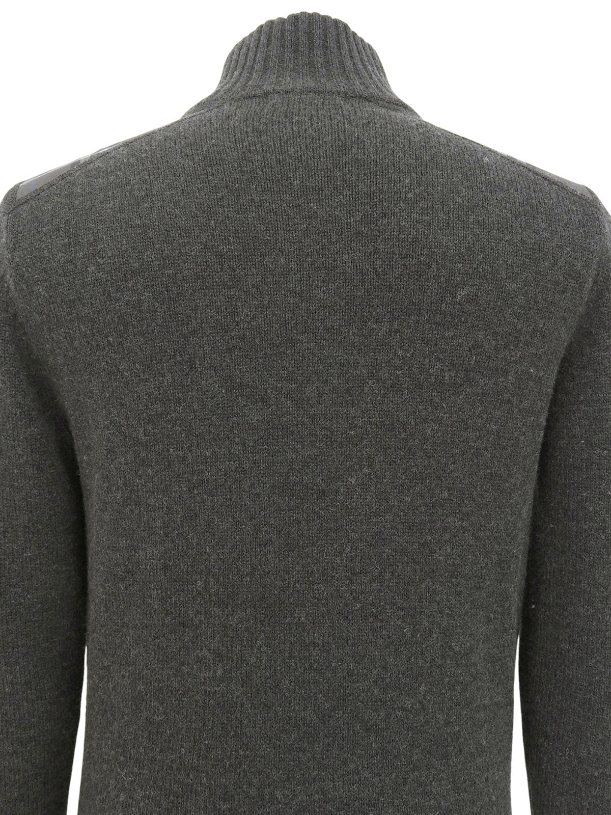 ウールショルダーデザインジップアップニットトップス グレー