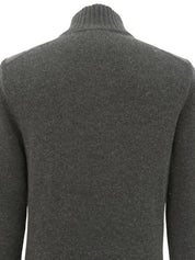 ウールショルダーデザインジップアップニットトップス グレー