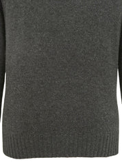 ウールショルダーデザインジップアップニットトップス グレー