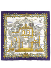 カレ90 Envolパターンスカーフ ネイビー/ホワイト/マルチ