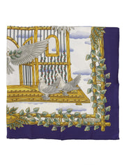 カレ90 Envolパターンスカーフ ネイビー/ホワイト/マルチ