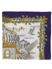 カレ90 Envolパターンスカーフ ネイビー/ホワイト/マルチ