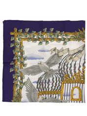 カレ90 Envolパターンスカーフ ネイビー/ホワイト/マルチ