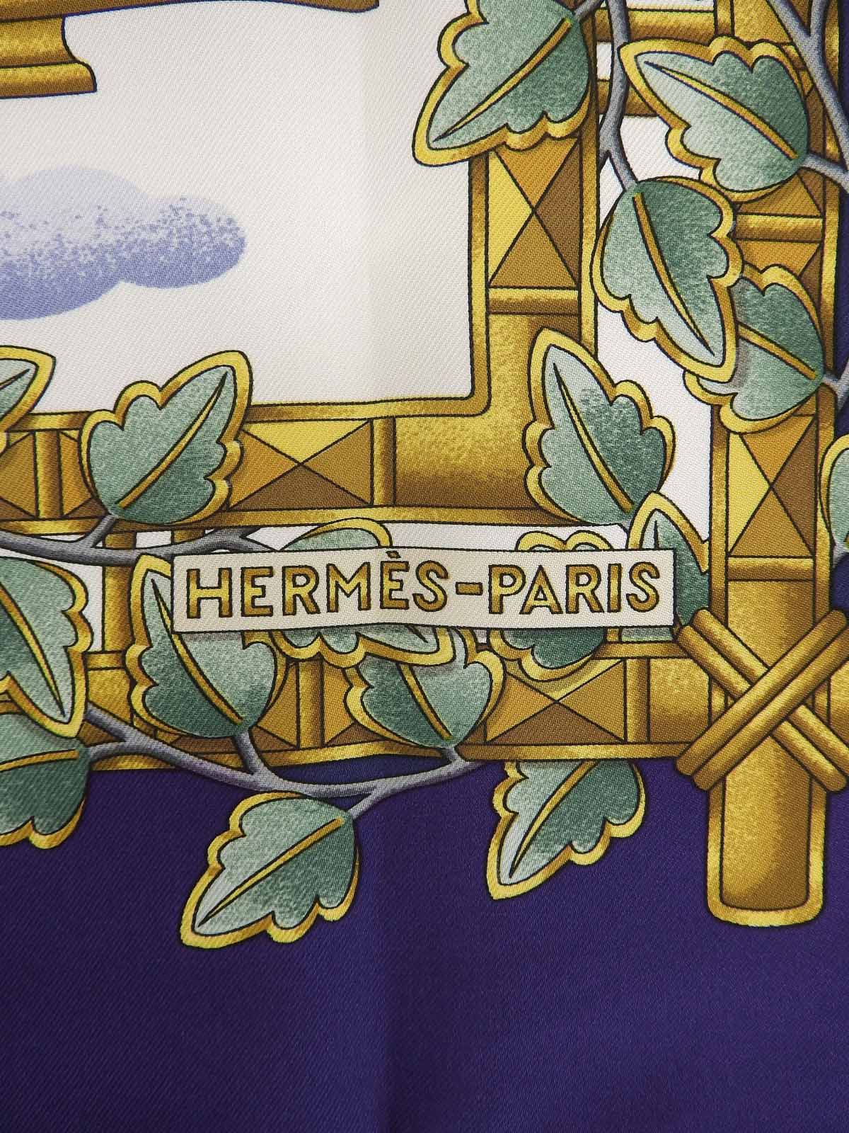 カレ90 Envolパターンスカーフ ネイビー/ホワイト/マルチ