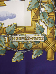 カレ90 Envolパターンスカーフ ネイビー/ホワイト/マルチ