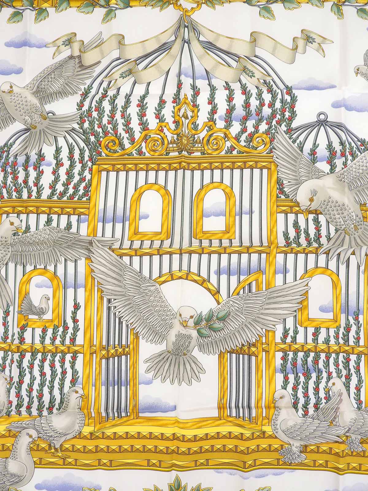 カレ90 Envolパターンスカーフ ネイビー/ホワイト/マルチ