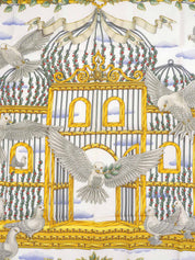 カレ90 Envolパターンスカーフ ネイビー/ホワイト/マルチ