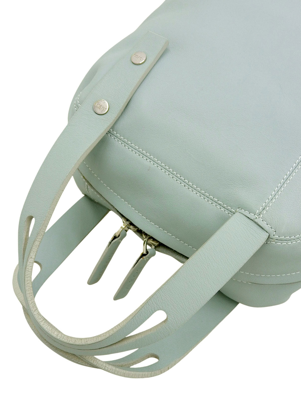 Logo embossed handbag in light blue