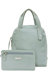 Logo embossed handbag in light blue