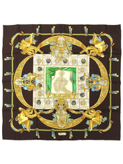 Carré 90 Opera Pattern Scarf Brown/Multi