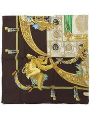 Carré 90 Opera Pattern Scarf Brown/Multi