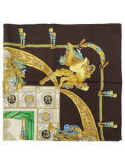 Carré 90 Opera Pattern Scarf Brown/Multi