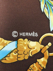 Carré 90 Opera Pattern Scarf Brown/Multi