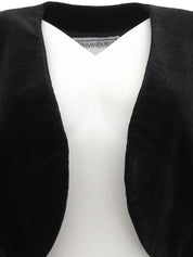 ベロアノーカラーショートジャケット ブラック