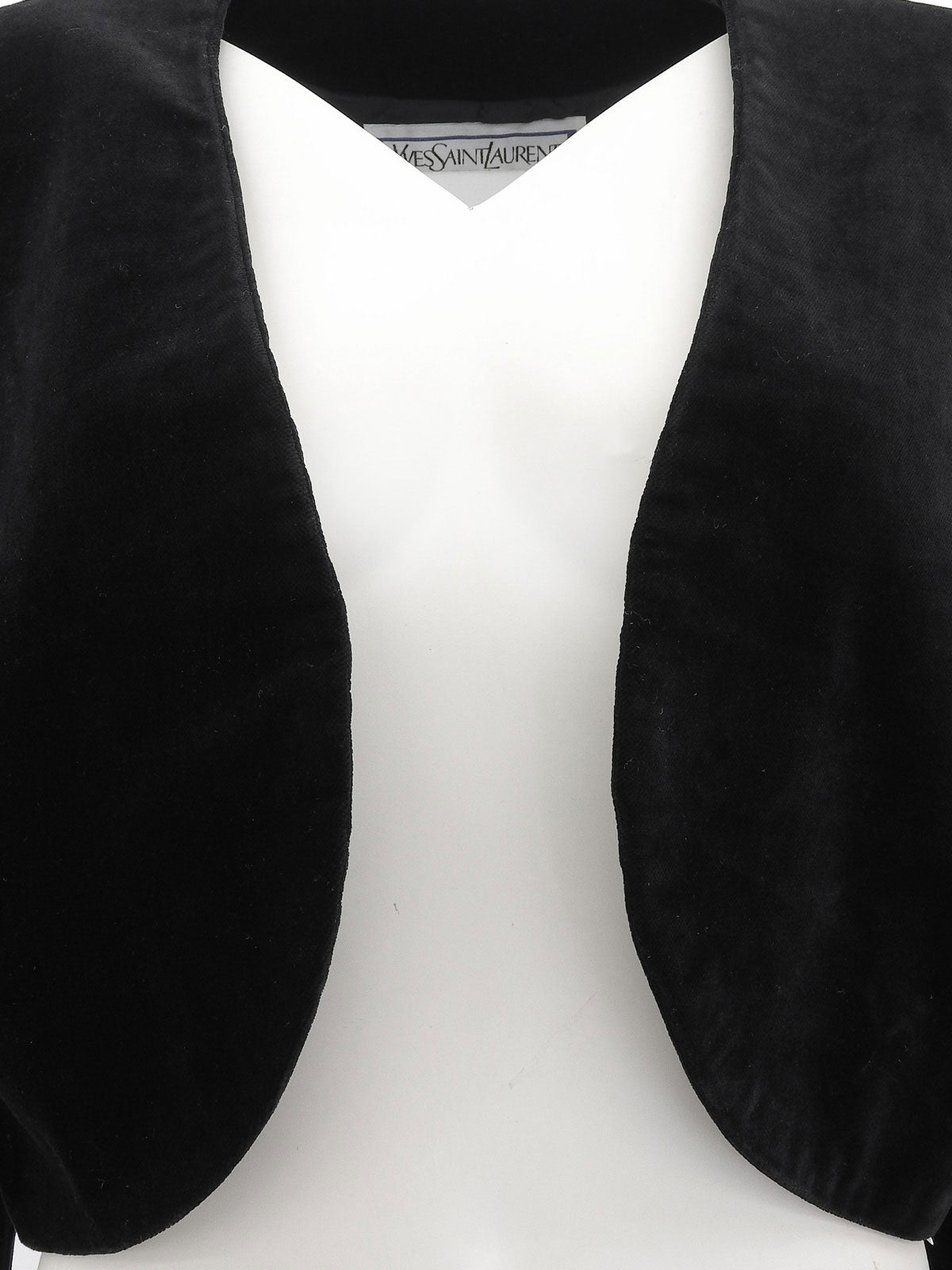 ベロアノーカラーショートジャケット ブラック