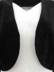 ベロアノーカラーショートジャケット ブラック