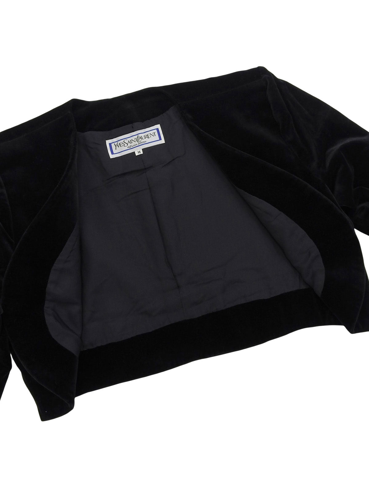 ベロアノーカラーショートジャケット ブラック