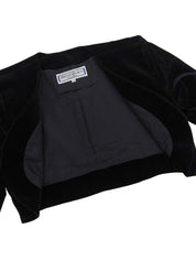 ベロアノーカラーショートジャケット ブラック