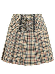ウールチェックパターンミニスカート ベージュ/マルチ