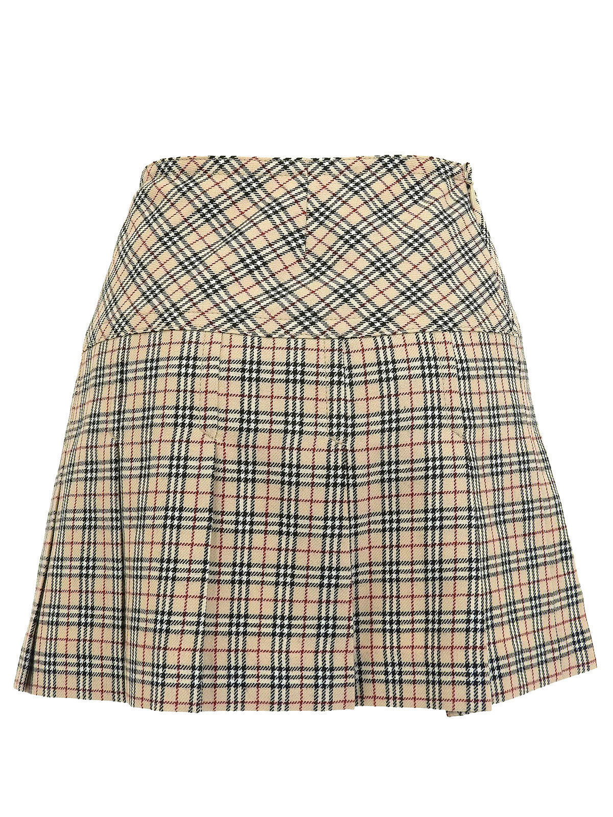 ウールチェックパターンミニスカート ベージュ/マルチ