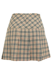 ウールチェックパターンミニスカート ベージュ/マルチ
