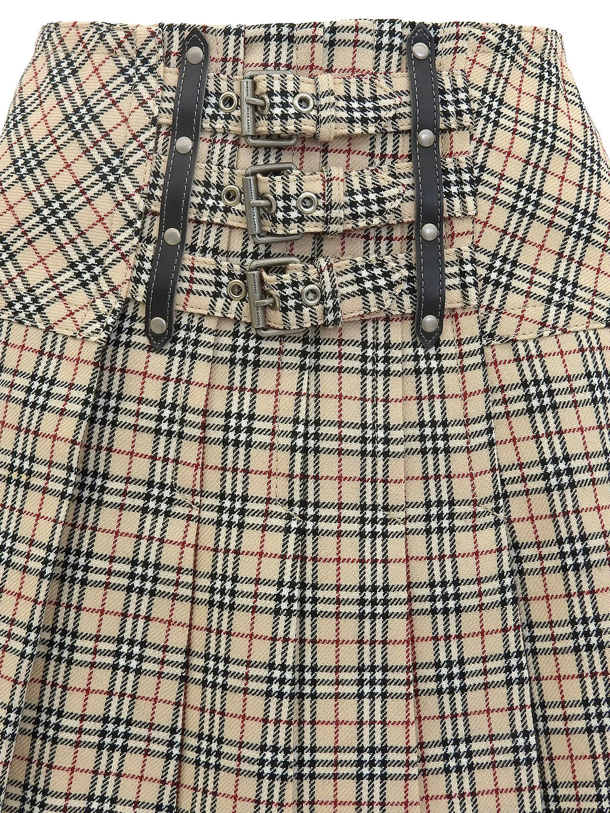 ウールチェックパターンミニスカート ベージュ/マルチ