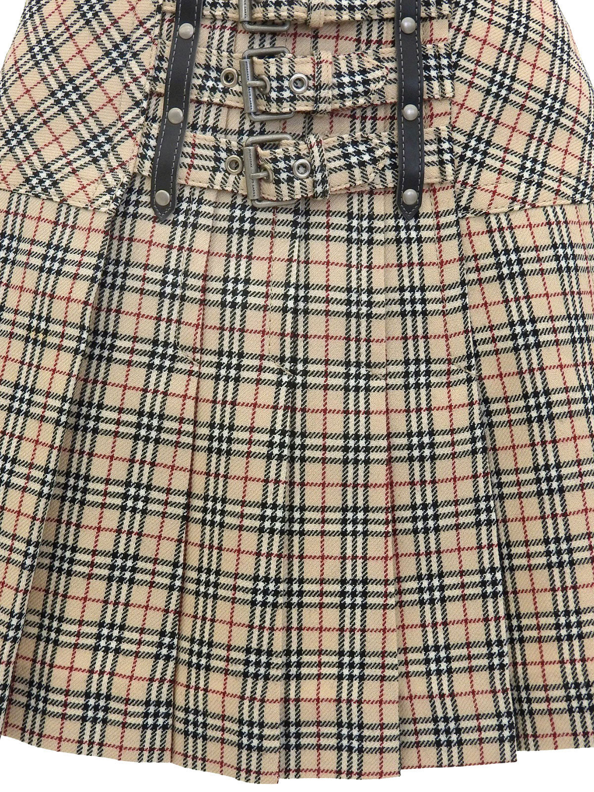 ウールチェックパターンミニスカート ベージュ/マルチ