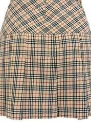 ウールチェックパターンミニスカート ベージュ/マルチ