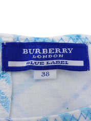 Check Pattern Logo Embroidered Sleeveless Top in White/Blue