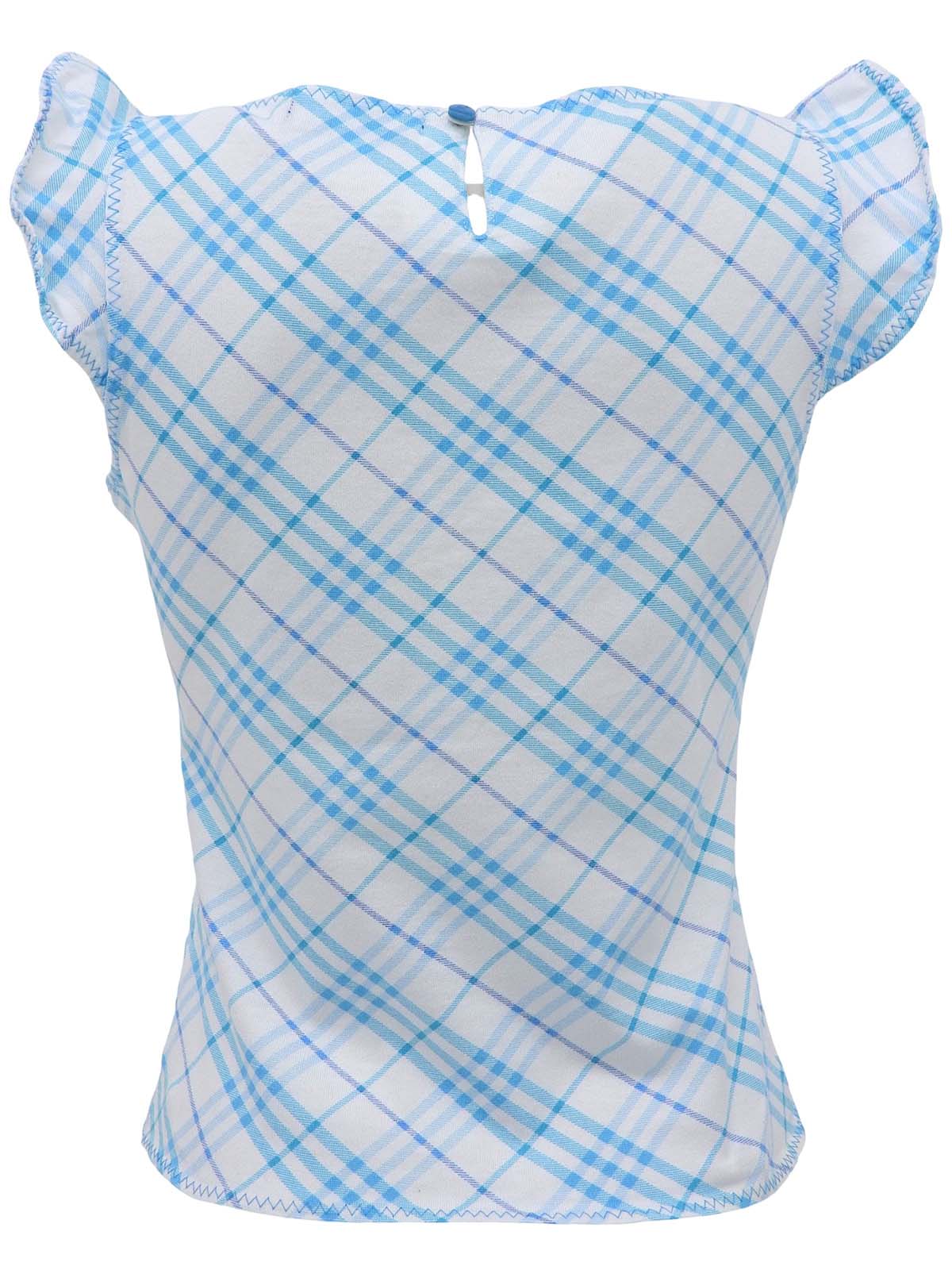 白色/蓝色格子图案刺绣Logo无袖上衣